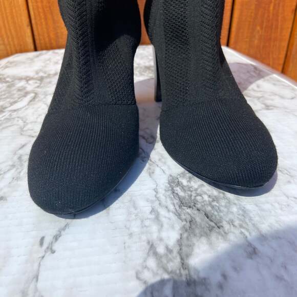 Charles David Black Knit Sock Boot Heels - Picture 3 of 9
